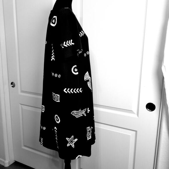 Jostar USA Black & White Fish Print Short Sleeve Mini See Measurements for Size - Picture 5 of 6